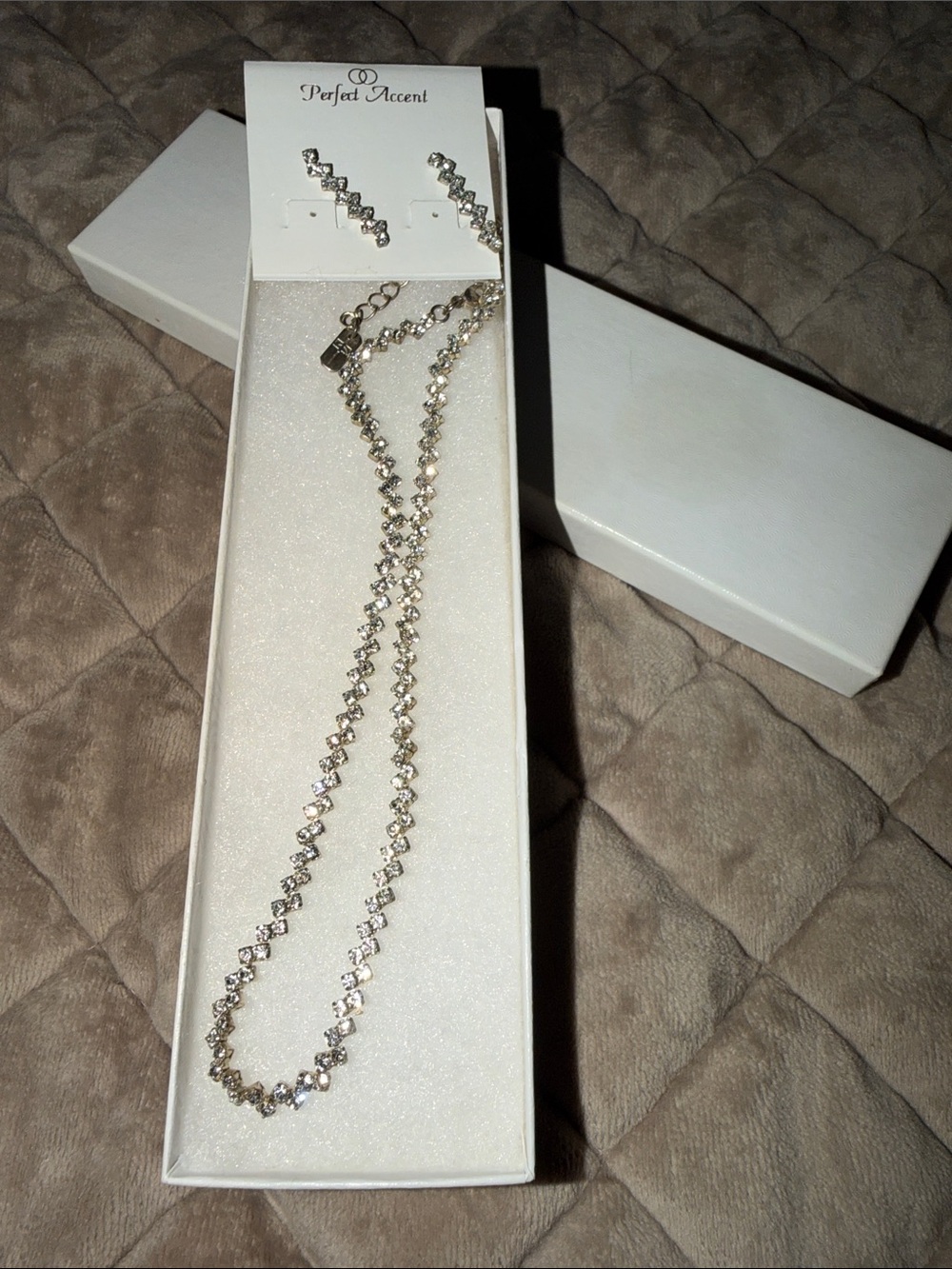 Silver Crystal Tennis Necklace with Matching Earrings